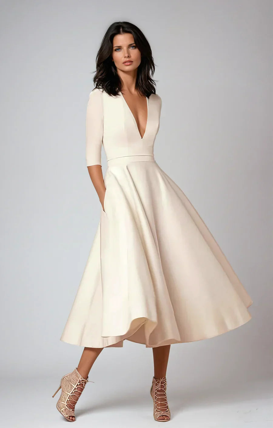 Diana - Midikleid mit V-Ausschnitt