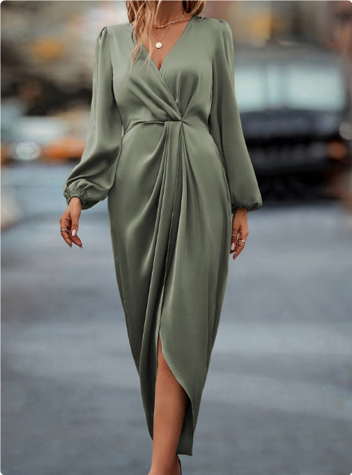 Ada | Unifarbenes Damenkleid mit Taillenregulierung