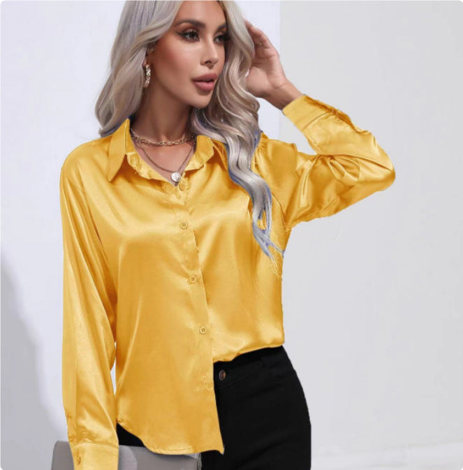 Luna - Langärmelige Satinbluse mit raffiniertem Touch