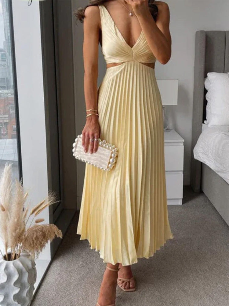 Julieta - Plissiertes Maxikleid mit Ausschnitt