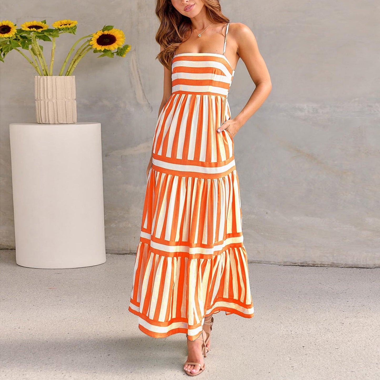 Sabrina - Maxikleid mit frischem Streifenmuster und eleganter Passform