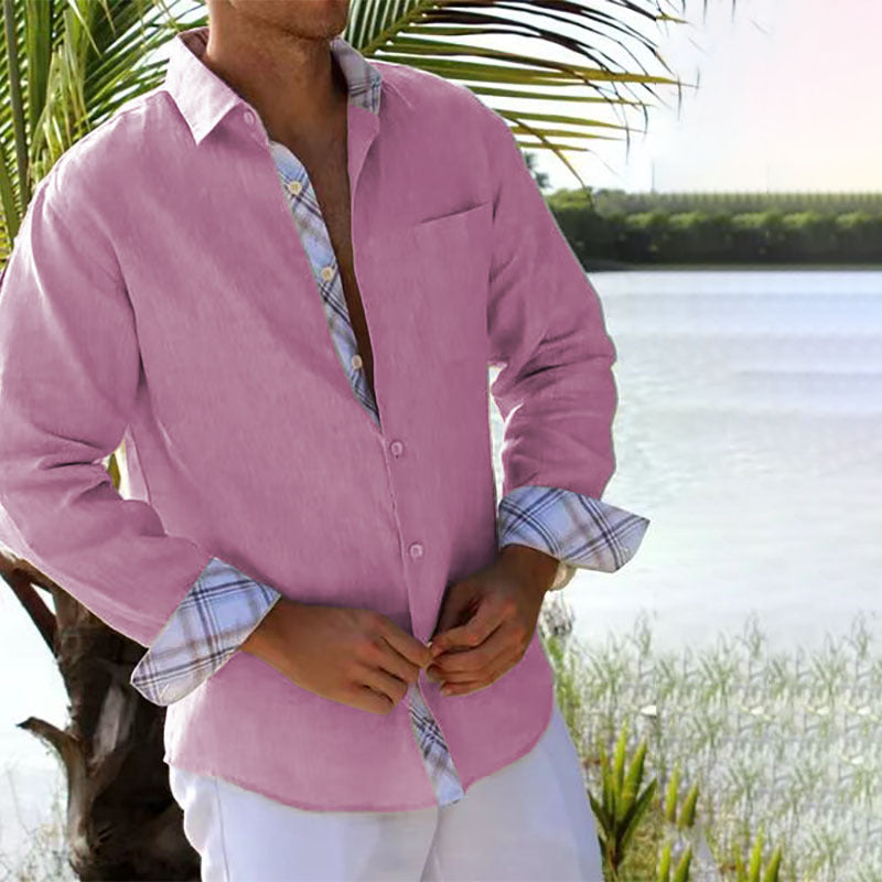 Leo – Herren Sommerhemd mit Kontrastdetails und Leinenanteil