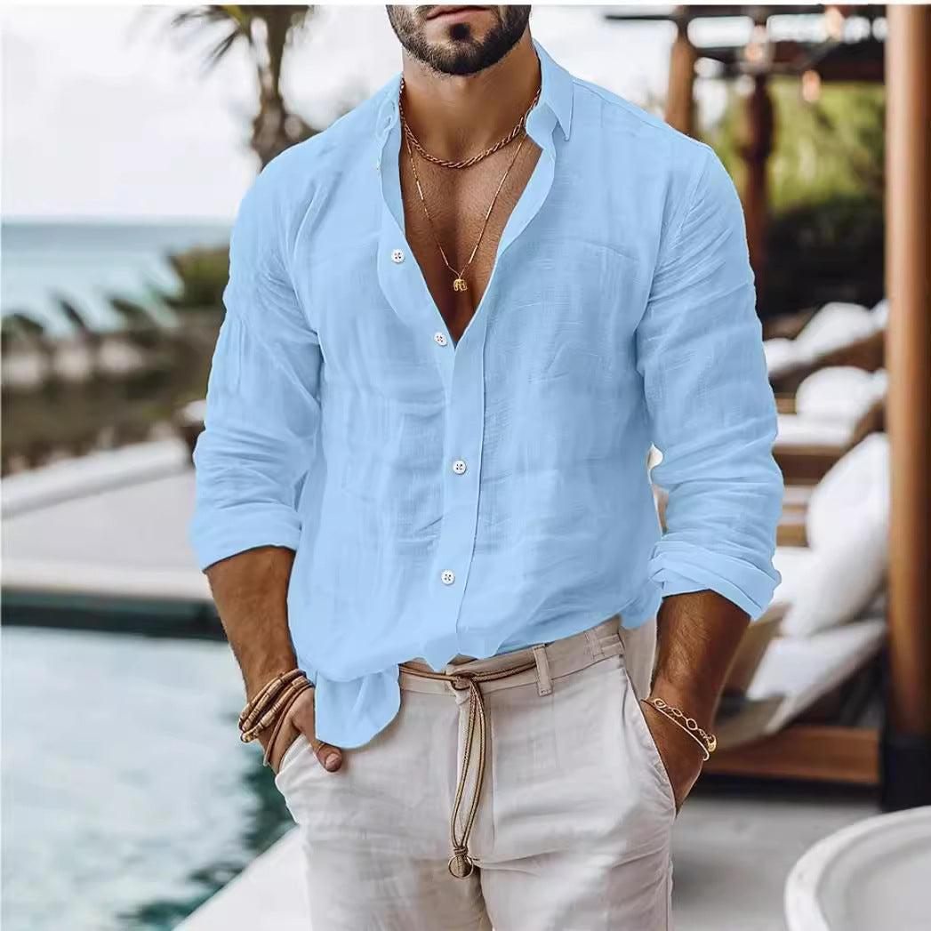Mateo - Graues Leinenhemd mit modernem Styling