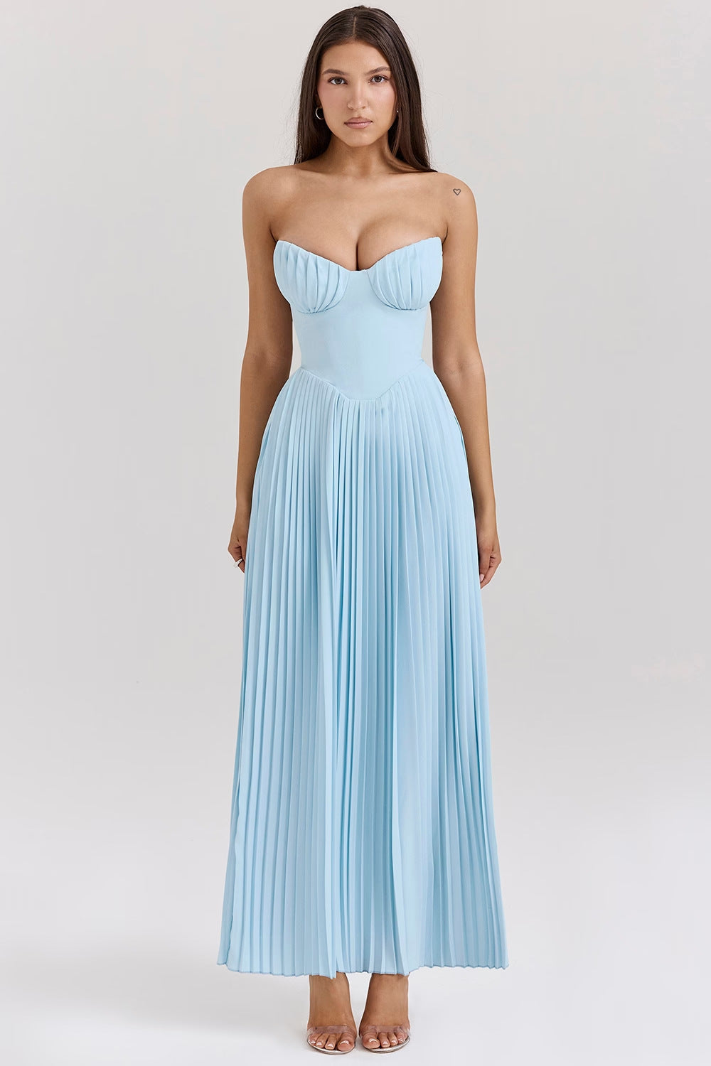 Camila - Plissiertes langes Kleid mit Korsett