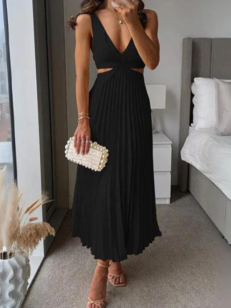 Julieta - Plissiertes Maxikleid mit Ausschnitt