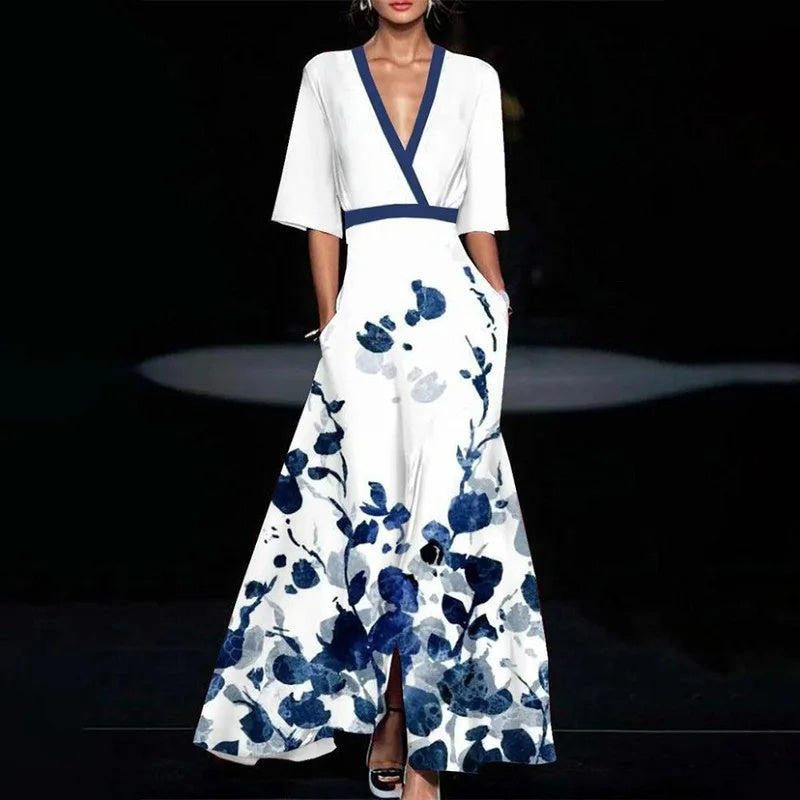 Sabrina - Floral Maxikleid mit Wickelausschnitt und weiten Ärmeln