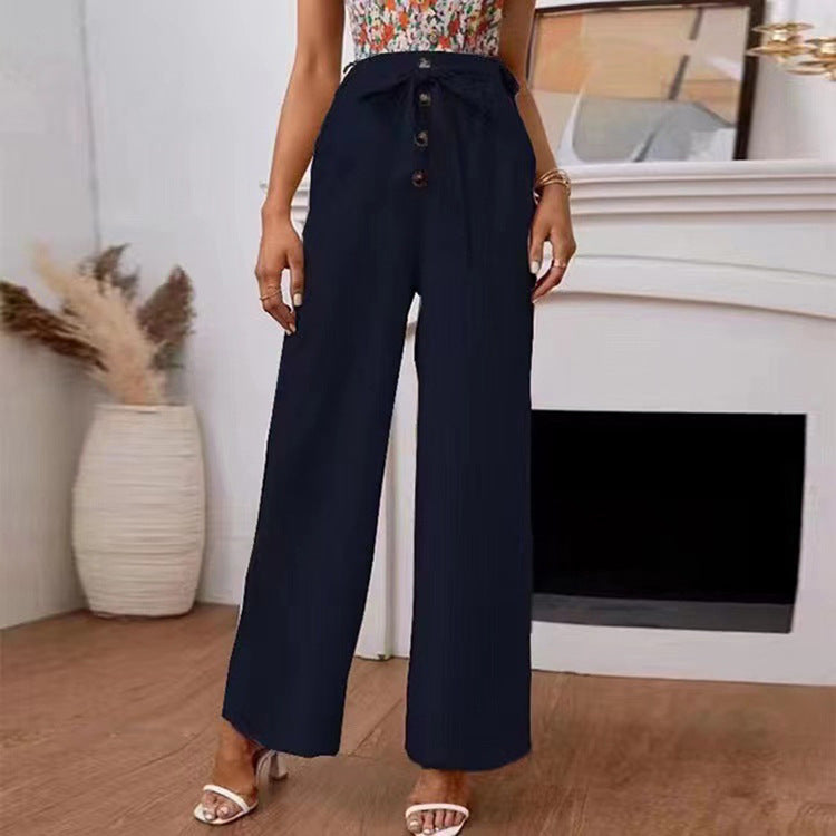 Martina - Fließende Hose mit hoher Taille und eleganter Schleife