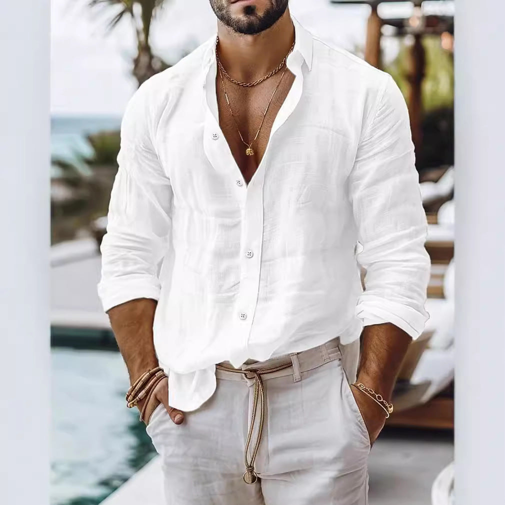 Mateo - Graues Leinenhemd mit modernem Styling