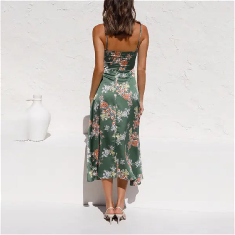 Malena - Langes geblümtes Kleid mit Schlitzen
