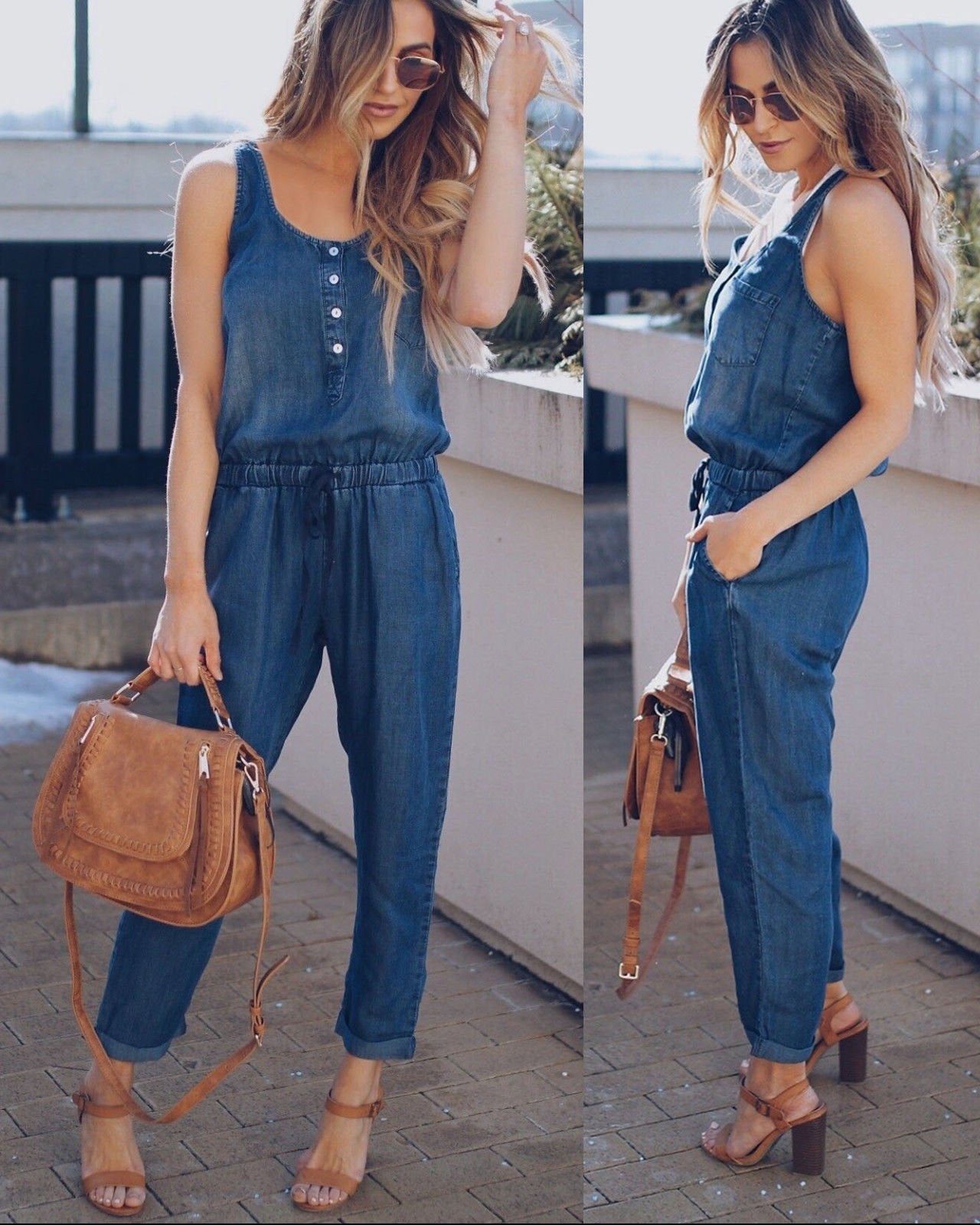 Camila : Lässiger Denim-Jumpsuit mit Weste