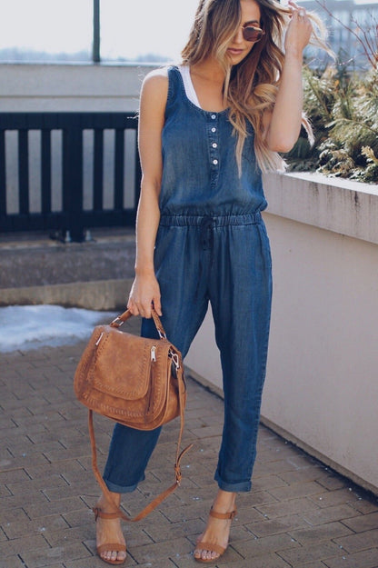 Camila : Lässiger Denim-Jumpsuit mit Weste