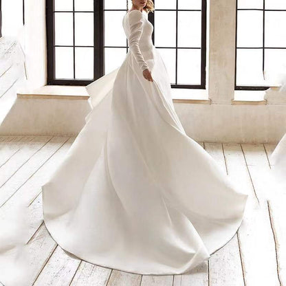 Shailise | Weißes Kleid aus feinem Satin in elegantem französischem Stil