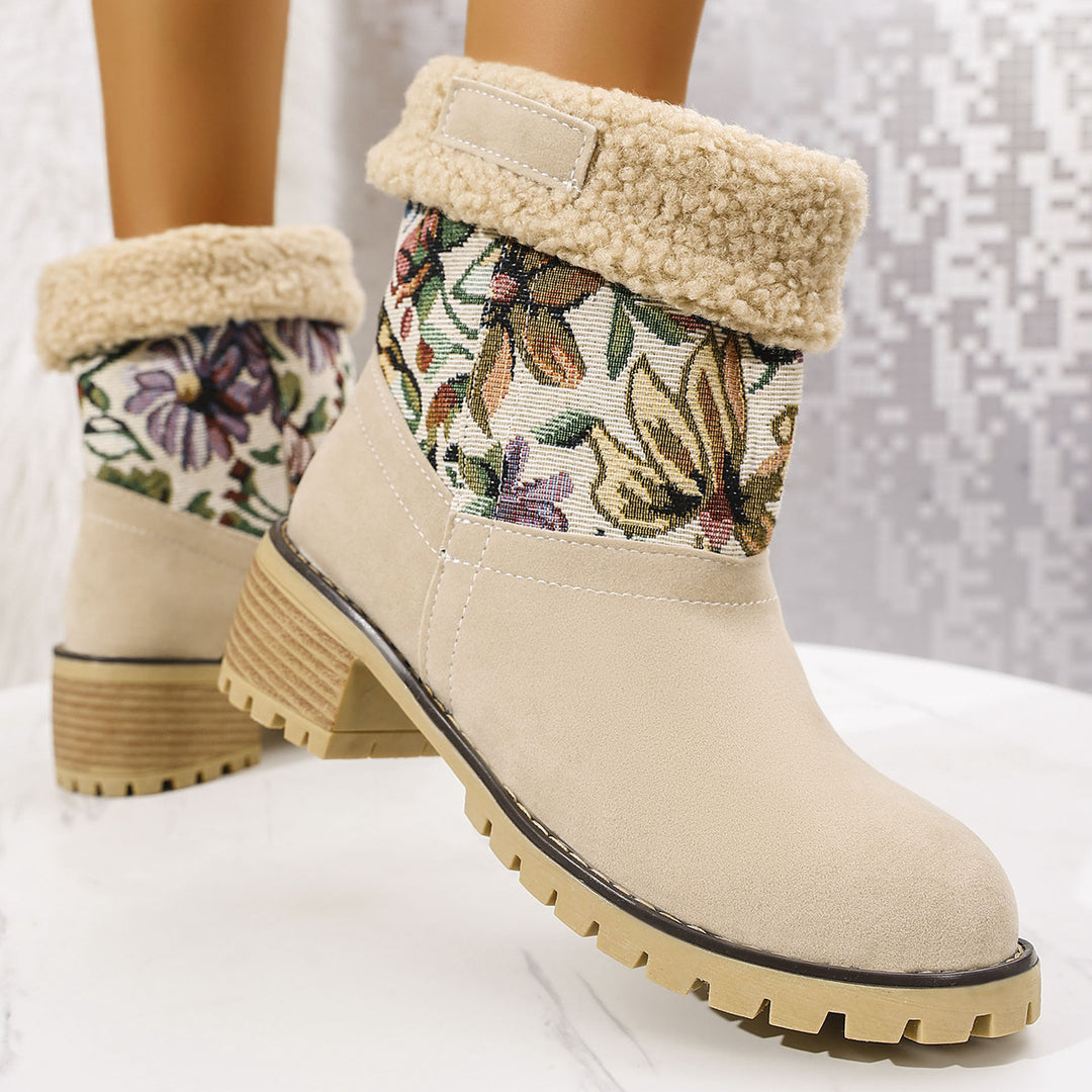 Aya | Bestickte Schneestiefel mit Blumenmuster für Frauen