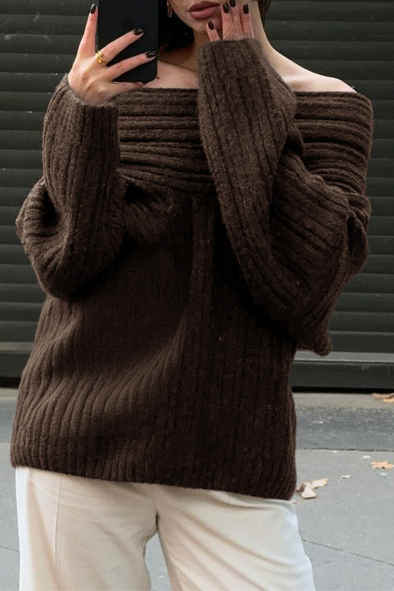 Charlotte | Oversized Strickpullover mit breitem Krage für Damen