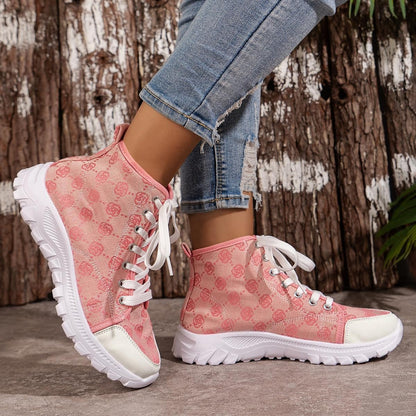 Emily - Hohe Turnschuhe mit Blumenmuster