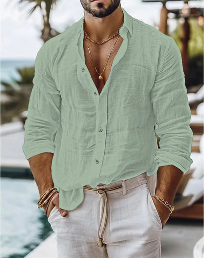 Mateo - Graues Leinenhemd mit modernem Styling