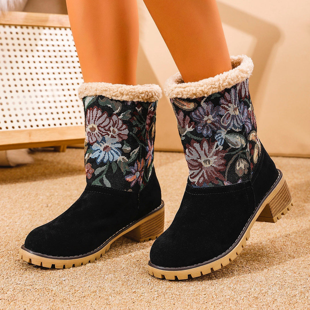 Aya | Bestickte Schneestiefel mit Blumenmuster für Frauen