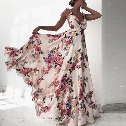 Yves | Elegantes ärmelloses Blumen-Trägerkleid