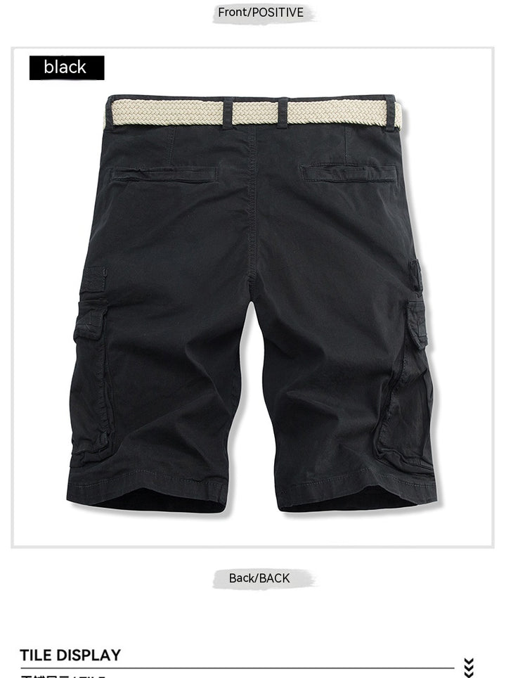 Stuttgart | Relaxed Washed Solid Color Mehrtaschen-Hose Shorts