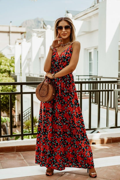 Alberta | Boho Maxi-Kleid mit Trägern und Print