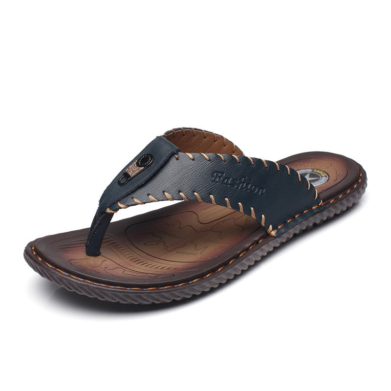 Stuttgart | Leder Rutschfeste Hausschuhe Herren Outdoor Flip Flops Sandalen