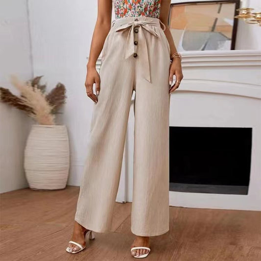 Martina - Fließende Hose mit hoher Taille und eleganter Schleife