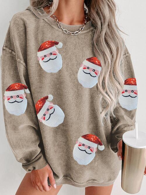 Luna | Geripptes sweatshirt mit pailletten und santa-patch