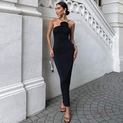 Valentina - Midikleid mit drapierter Blume und vielseitigem Styling