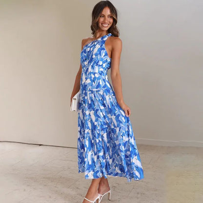 Marina - Maxikleid mit Blumenmuster und einer Schulter