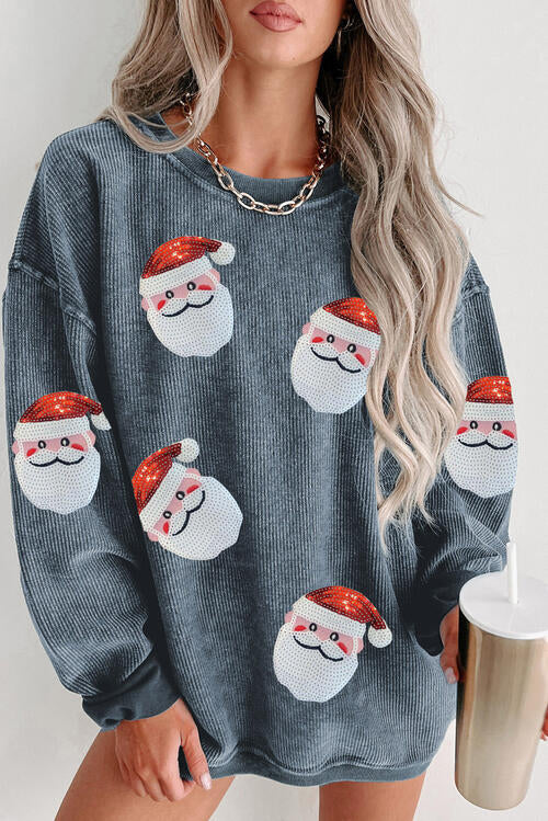 Luna | Geripptes sweatshirt mit pailletten und santa-patch