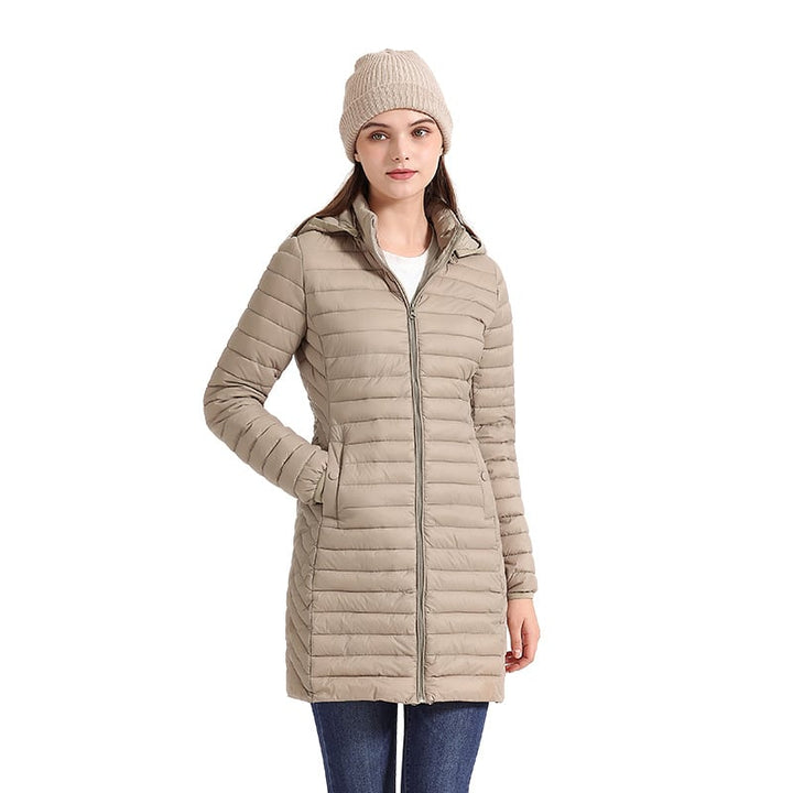 Emma | Mittellange, figurbetonte Baumwoll-Steppjacke für Frauen