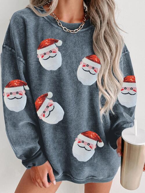 Luna | Geripptes sweatshirt mit pailletten und santa-patch