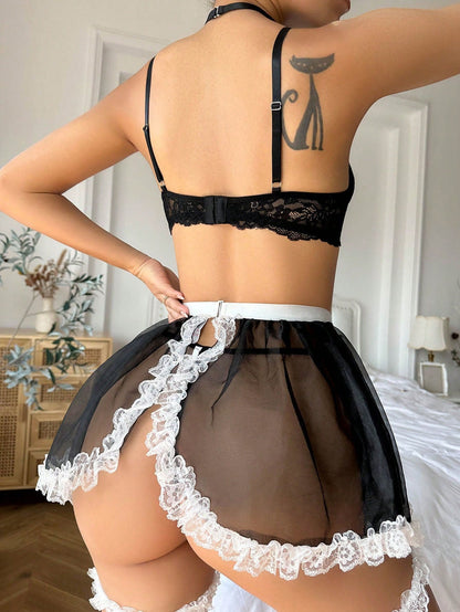 Valentina - Dessous-Set im Maid-Style mit Spitze und Transparenzen