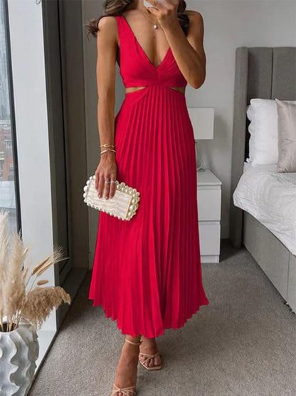 Julieta - Plissiertes Maxikleid mit Ausschnitt