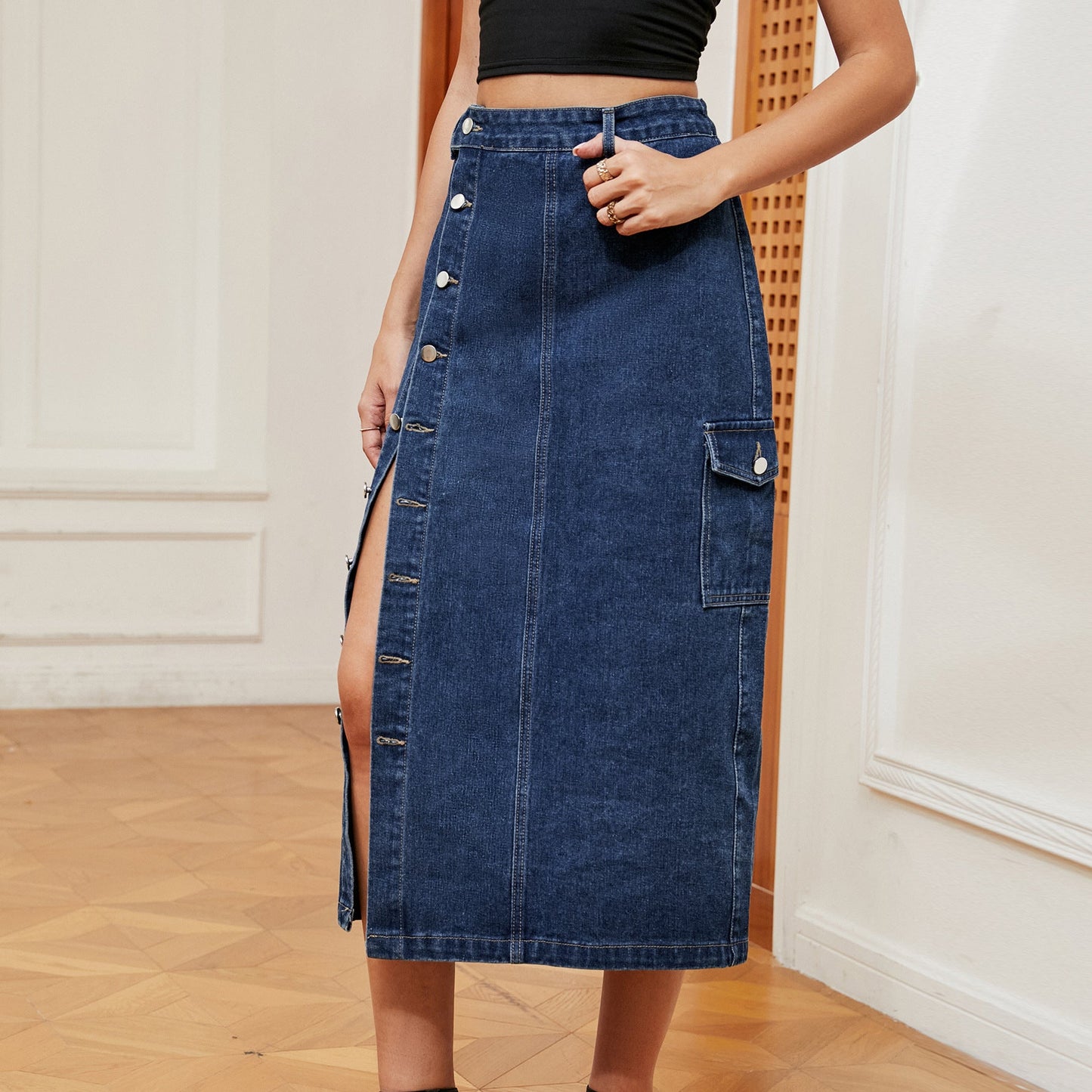 Lucía : Lässiger Cargo-Denim-Rock für Damen