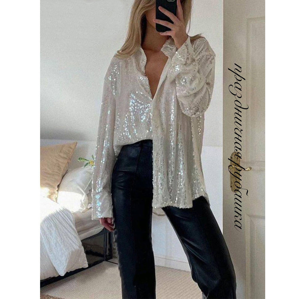 Brisa - Paillettenbluse mit fließendem Schnitt und schillerndem Glitzern