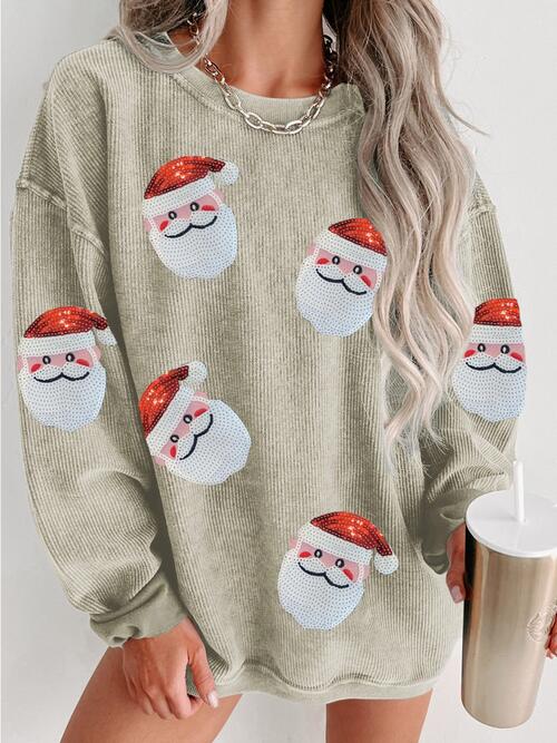 Luna | Geripptes sweatshirt mit pailletten und santa-patch