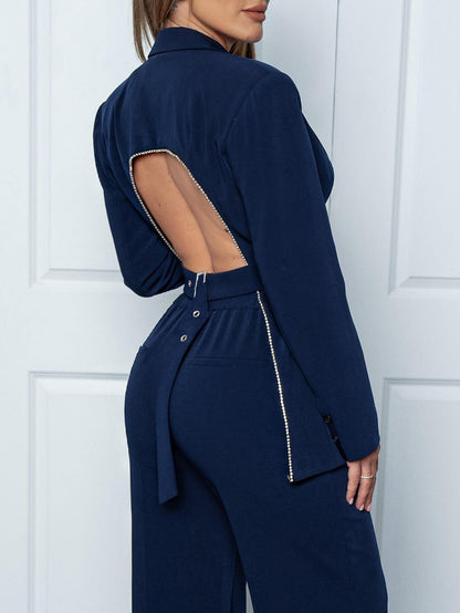 Clementina | Eleganter und glänzender Blazer mit offenem Rücken und verstellbarer Passform