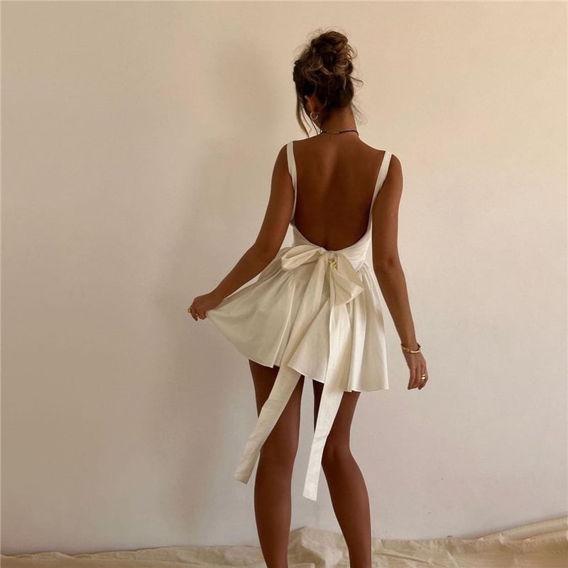 Alena | Bare back Kleid mit Schleife für Frühling-Sommer