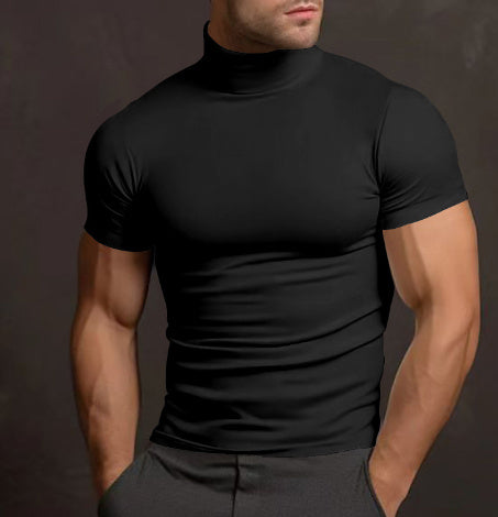 Damon - Eng anliegendes Kurzarm-Rollkragen-T-Shirt