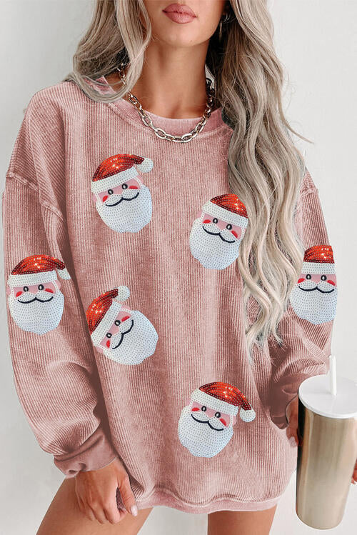 Luna | Geripptes sweatshirt mit pailletten und santa-patch