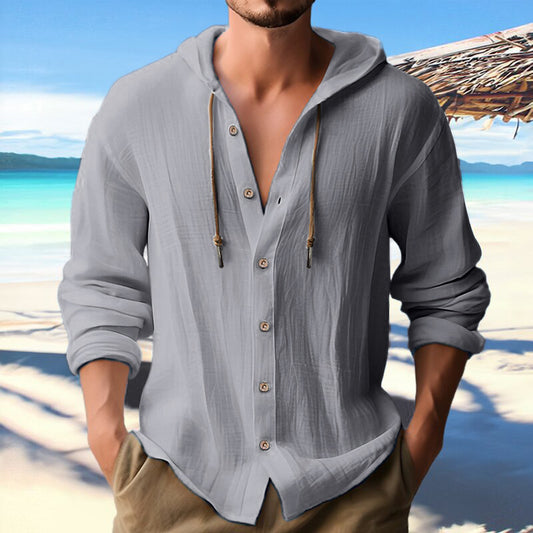 Luca – Herren Sommerhemd mit Kapuze und Knopfleiste