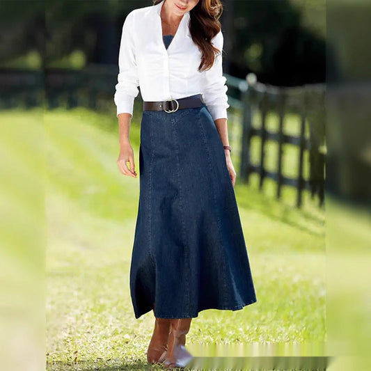 Monica - Langer Jeansrock mit klassischem Schnitt