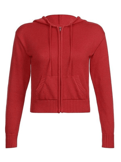 Pailin | Kurzer Strick-Cardigan mit Kapuze Damen