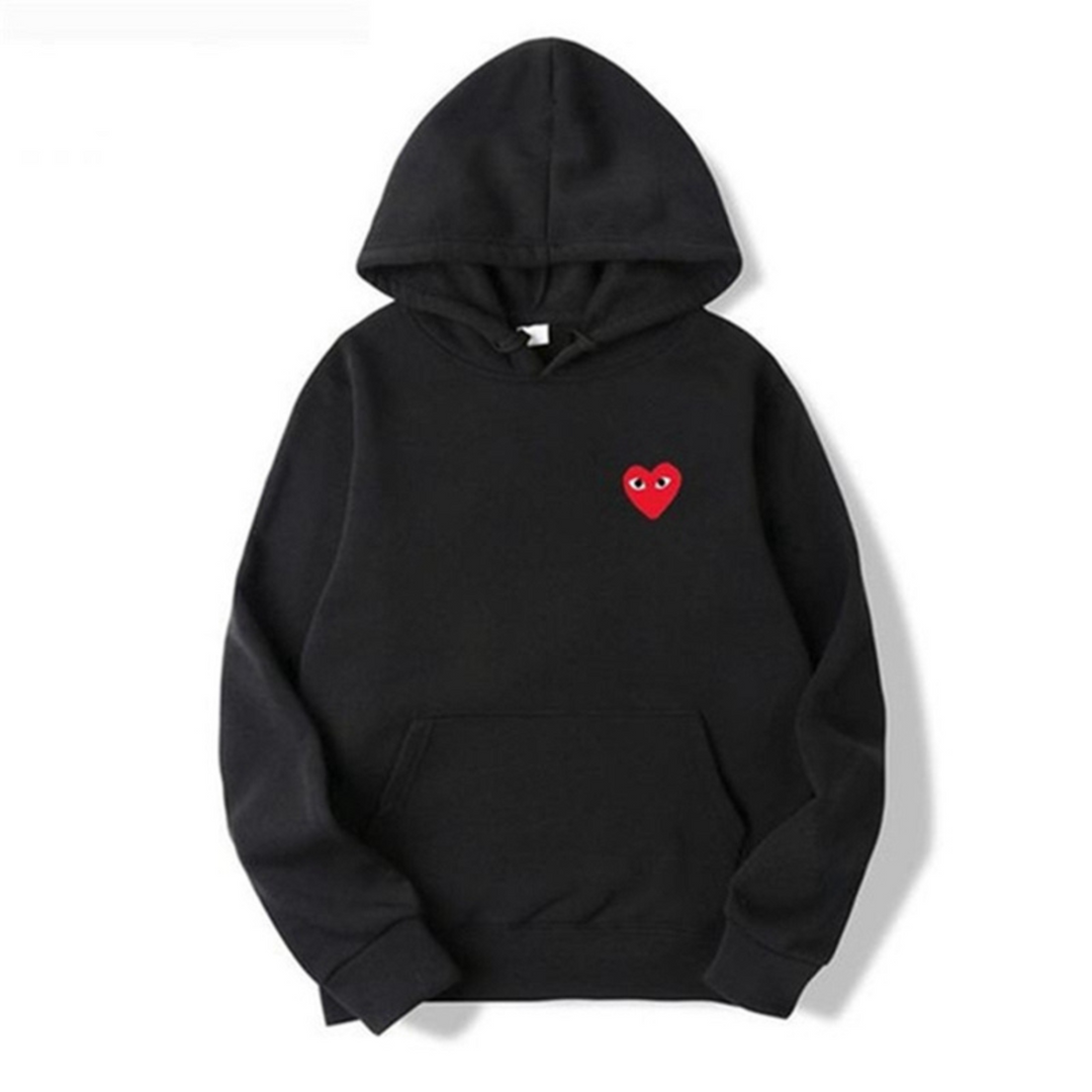 Rode katoenen dames hoodie met een prachtig hartvormig logo