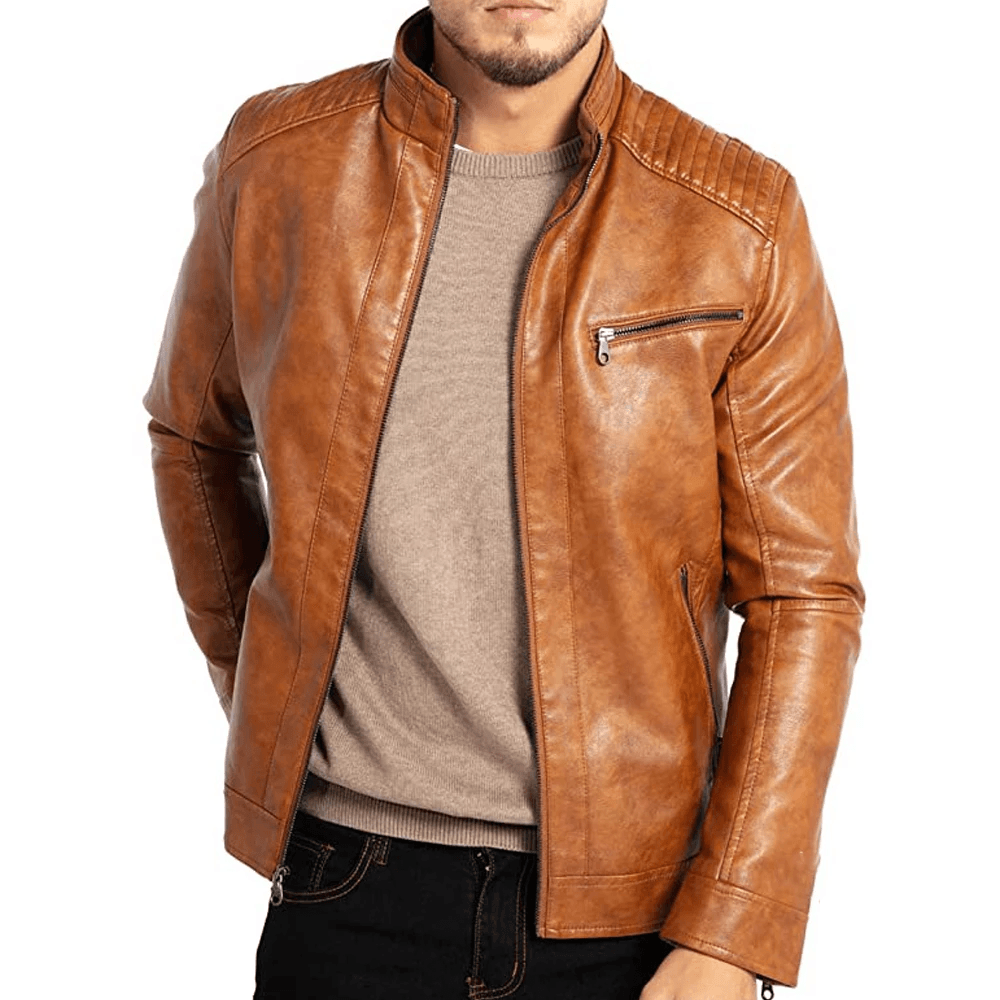 Romeo | Herren Lederjacke aus Echtleder Bikerjacke Modisch und Langlebig