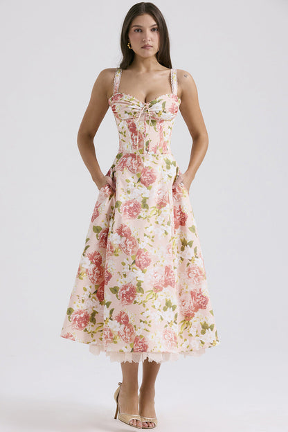 Camila - Geblümtes Midikleid mit Korsett