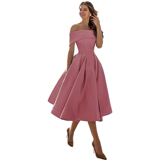 Stuttgart | Mode Lässig Trägerlos Satin Partykleid