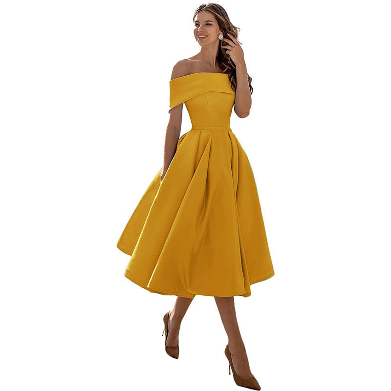 Stuttgart | Mode Lässig Trägerlos Satin Partykleid