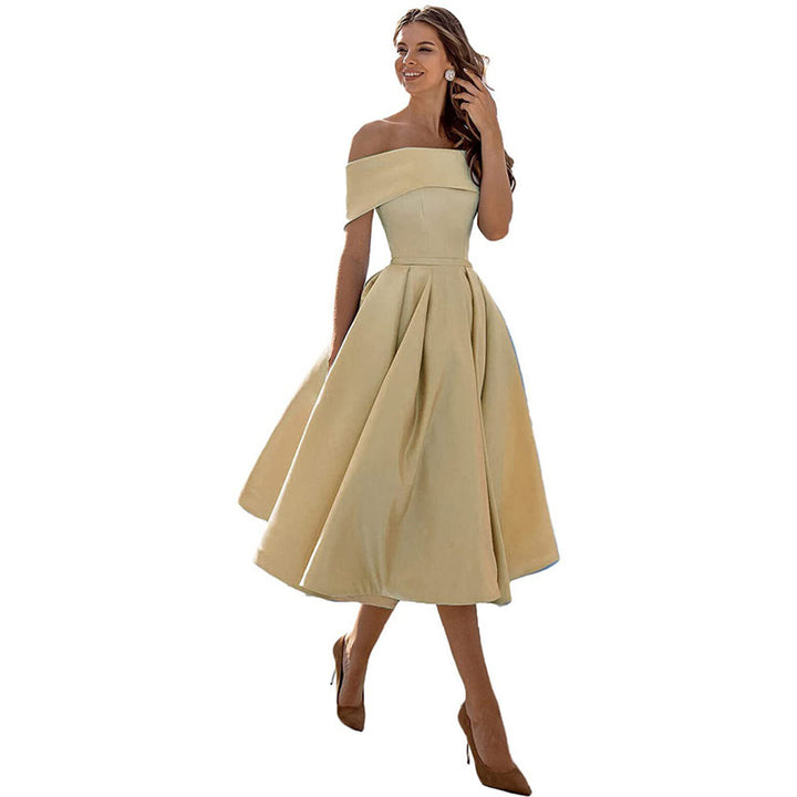 Stuttgart | Mode Lässig Trägerlos Satin Partykleid